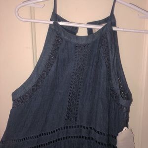 Embroidered Navy Maxi Dress